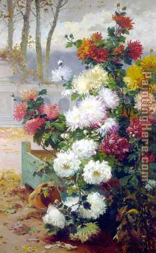 Chrysanthemums painting - Eugene Henri Cauchois Chrysanthemums art painting